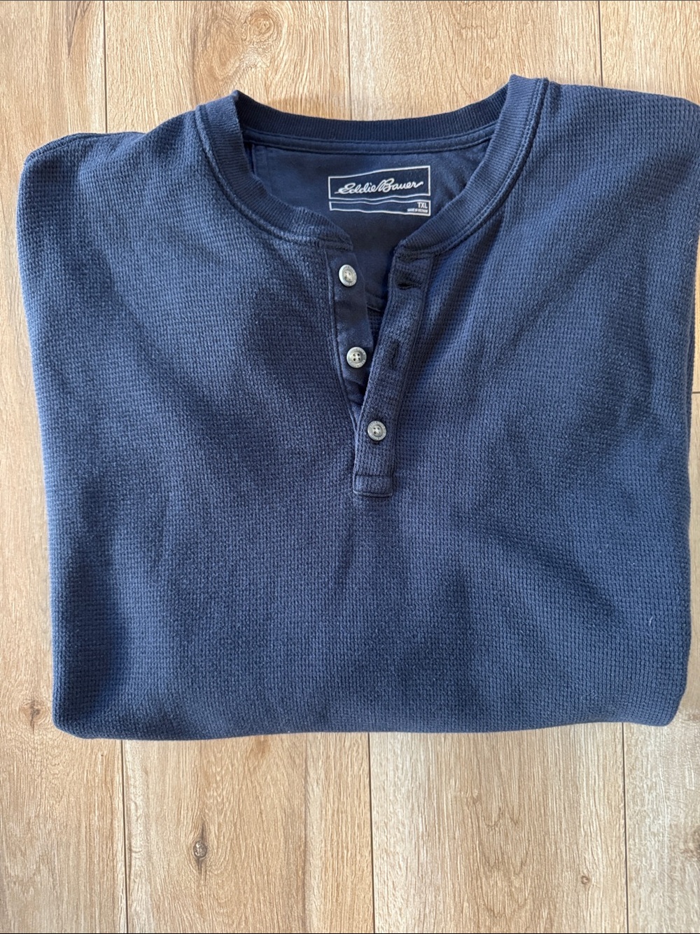 Eddie Bauer Navy Blue Henley Long-Sleeve Shirt Tall-XL